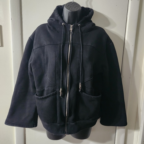 Six On Clothing Darkness Organization ZipUp Hoodie Goth Jacket Size Medium Black - Picture 1 of 11